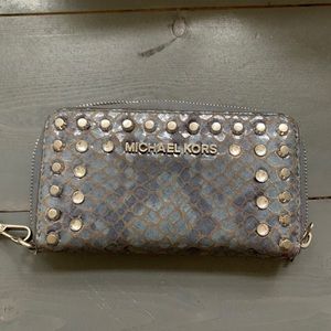 Blue Michael Kors Wristlet/Wallet
